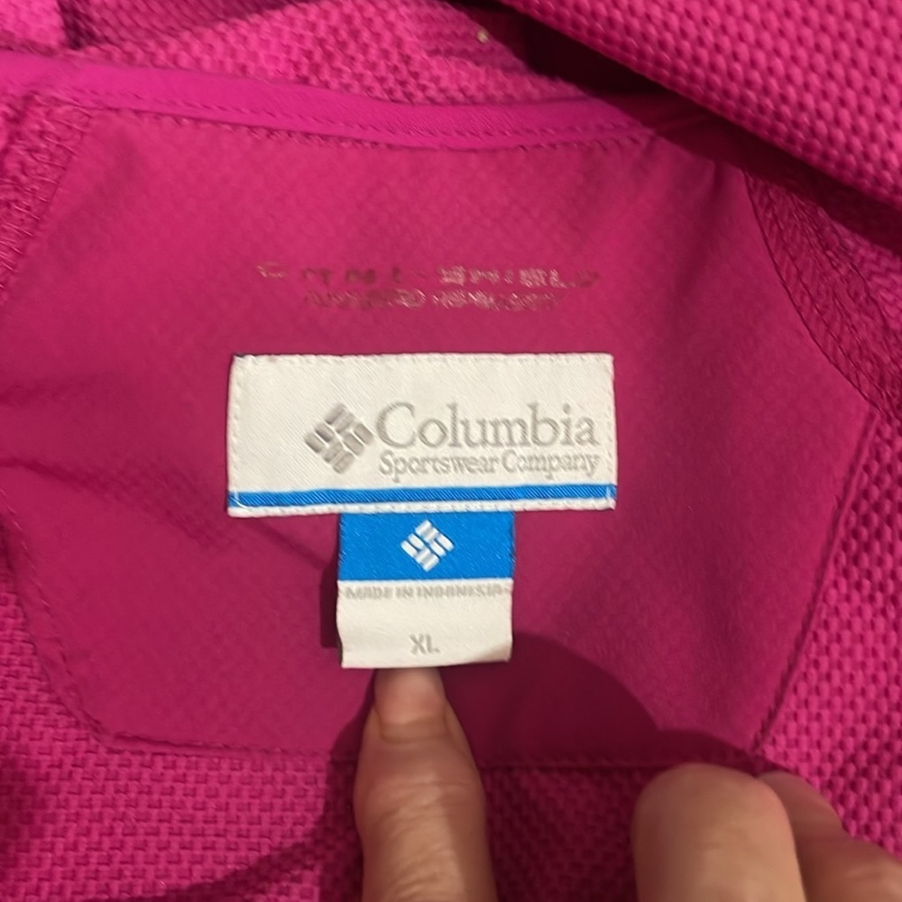 Columbia Pink Jacket XL HOODIE light iweight, great for spring weather, NEW - Picture 10 of 14